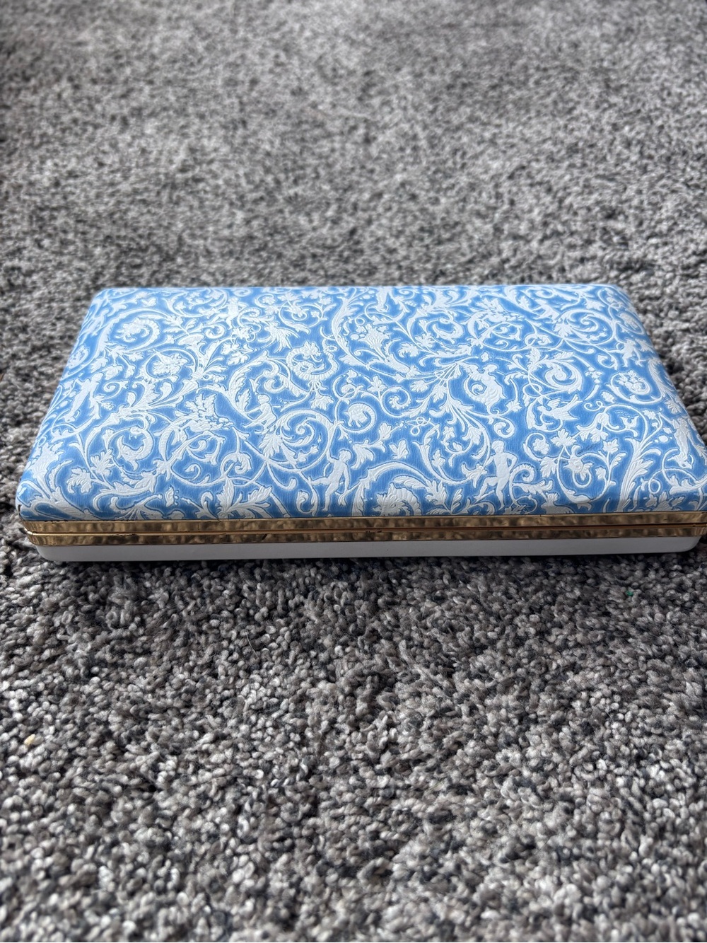 Mele Jewelry Box Organizer Blue Floral Travel Earring Holder Case